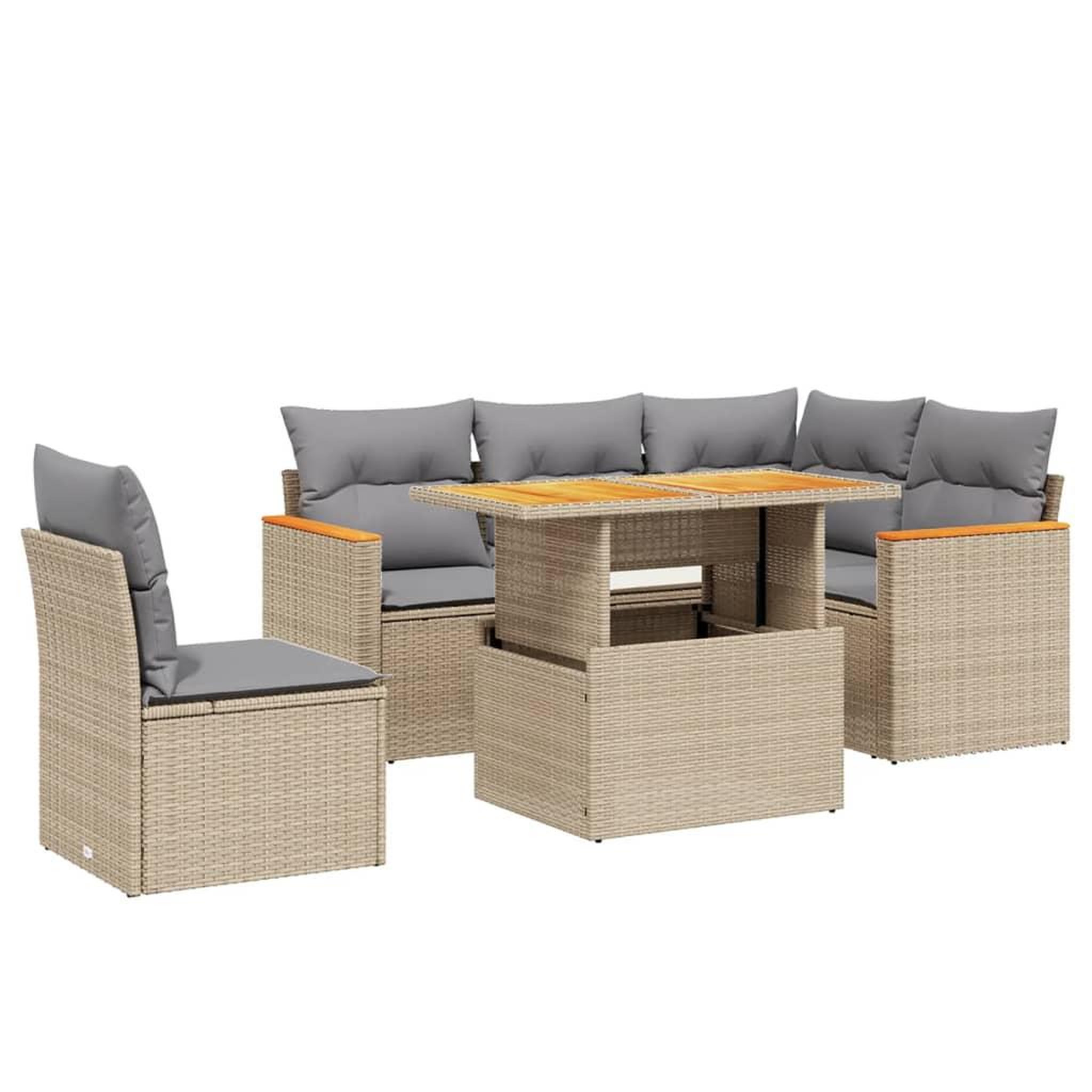Voir la diapositive 2 : VIDAXL Salon de jardin avec coussins 6 pcs beige resine tressee