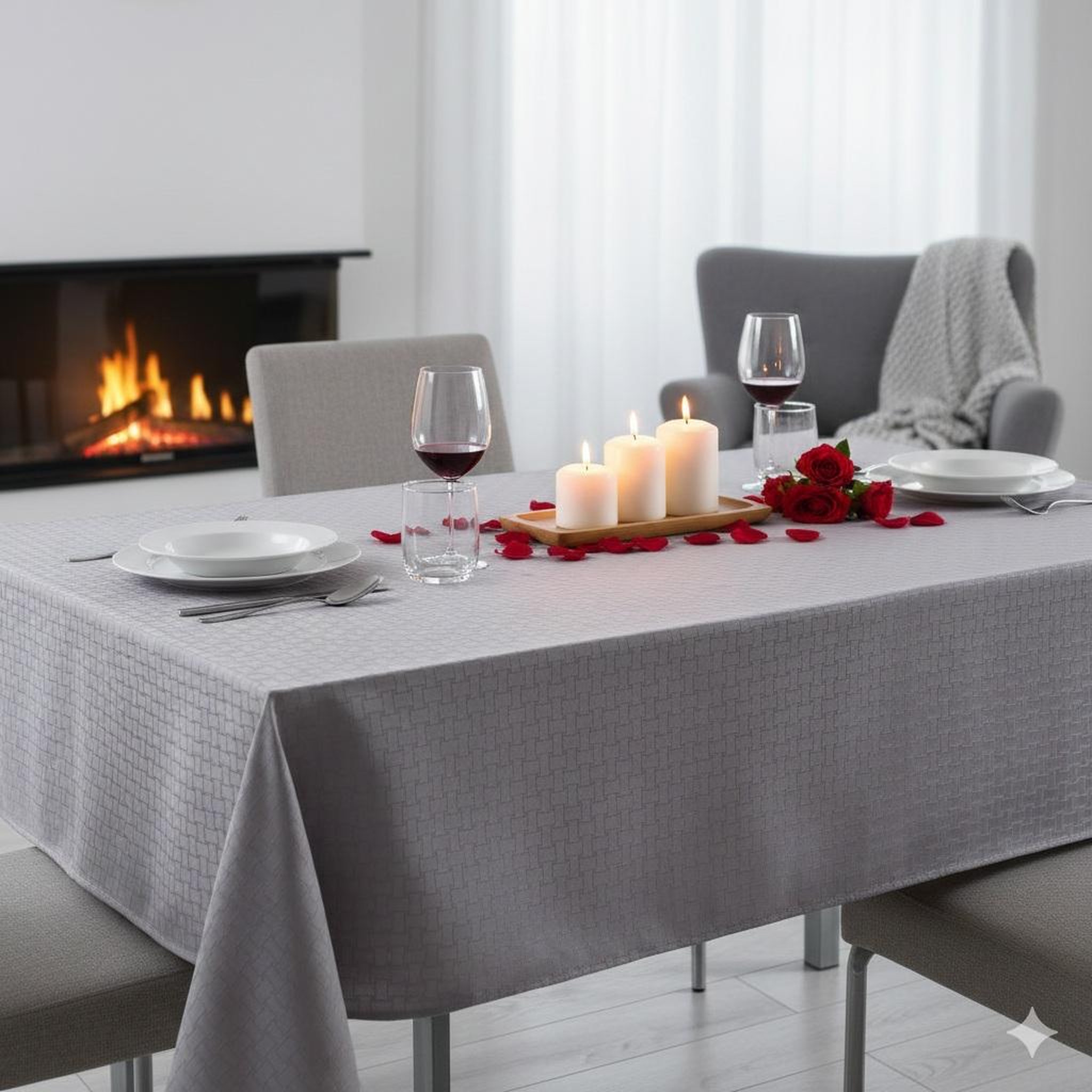 Voir la diapositive 2 : Eden Nappe maillon tissu jacquard design et moderne