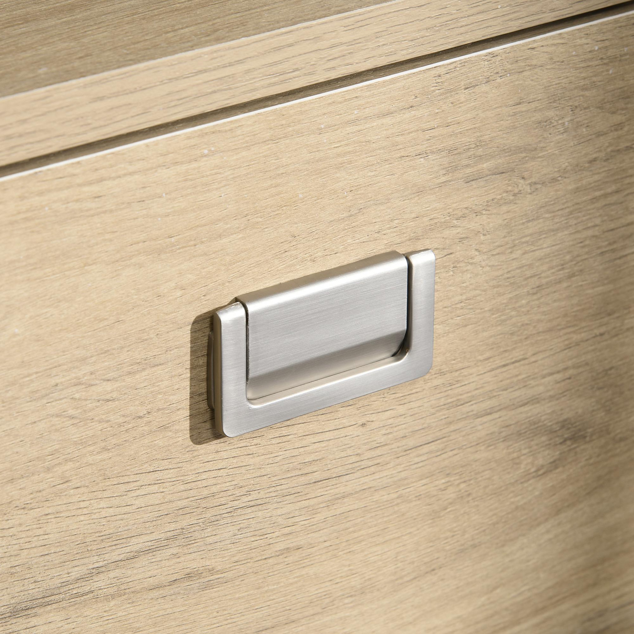 Voir la diapositive 5 : HOMCOM Meuble TV réversible design contemporain porte abattante 2 compartiments 4 niches MDF aspect chêne clair noir