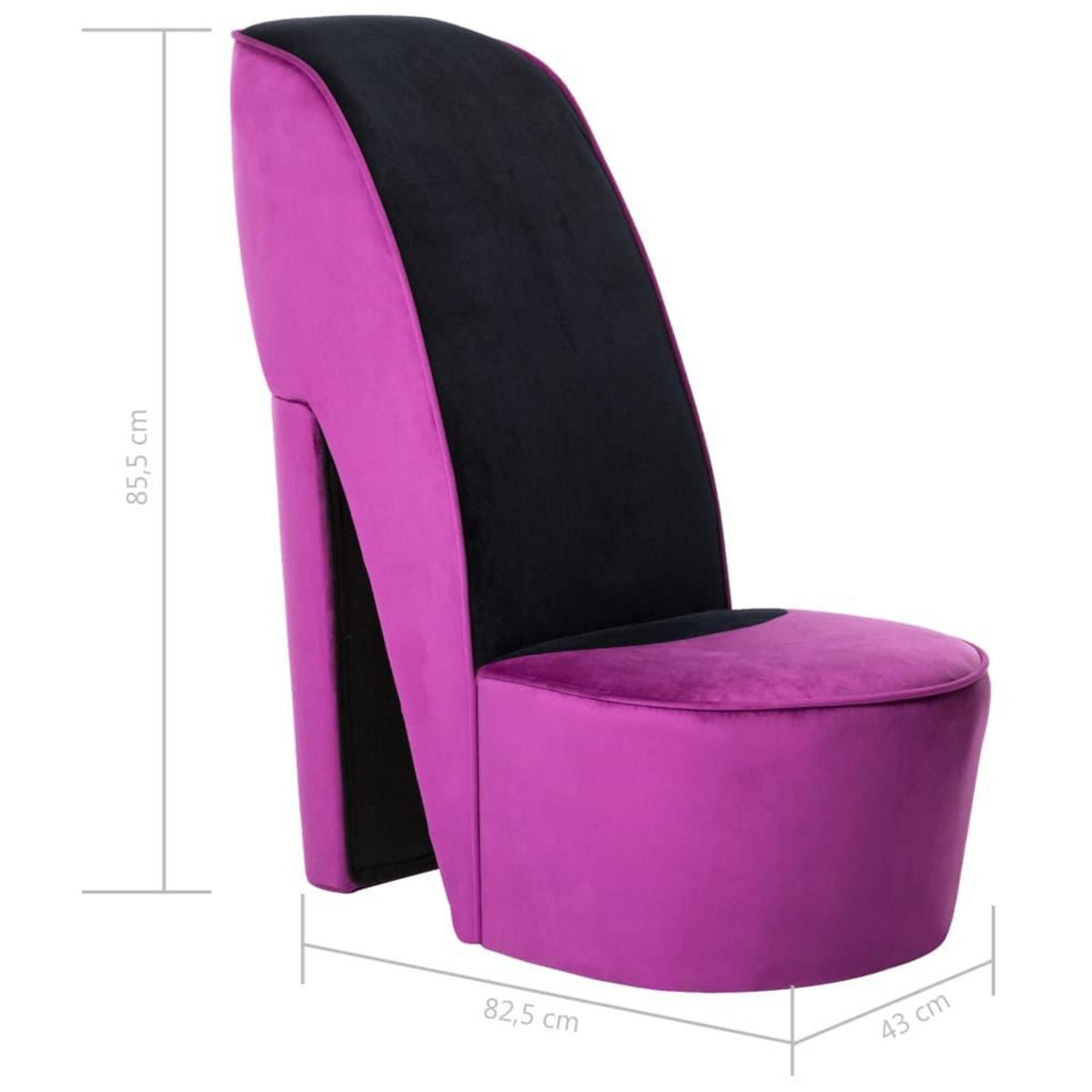 VIDAXL Chaise en forme de chaussure a talon haut Violet Velours