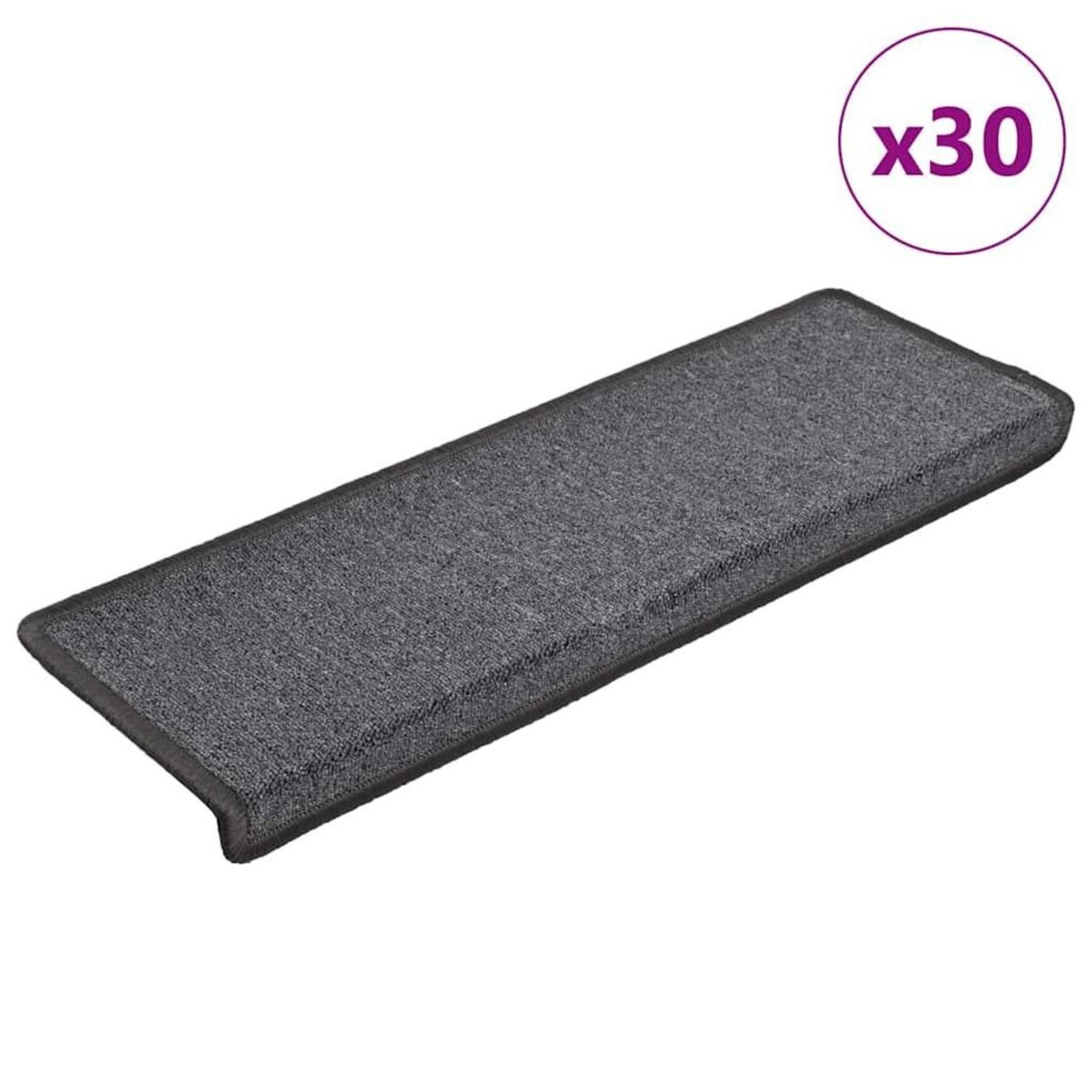 VIDAXL Tapis d'escalier 30 pcs 65x21x4 cm Gris fonce