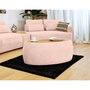 Voir la diapositive 2 : BEST MOBILIER Mahina - table basse ovale - en tissu bouclette et plateau effet bois - 114 cm