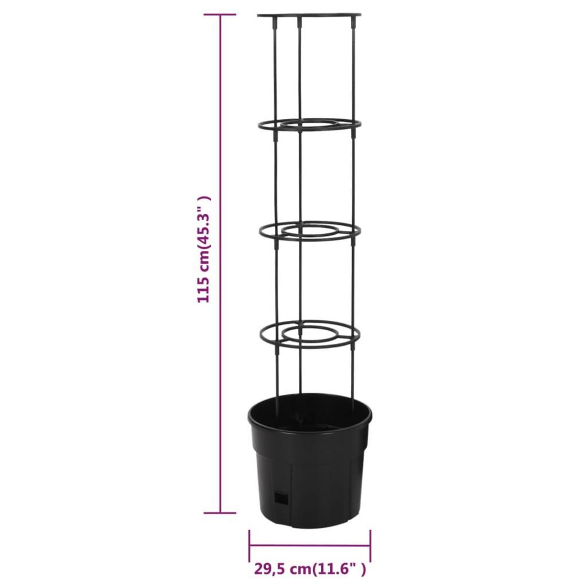 VIDAXL Jardiniere a tomate Anthracite Ø29,5x115 cm Polypropylene