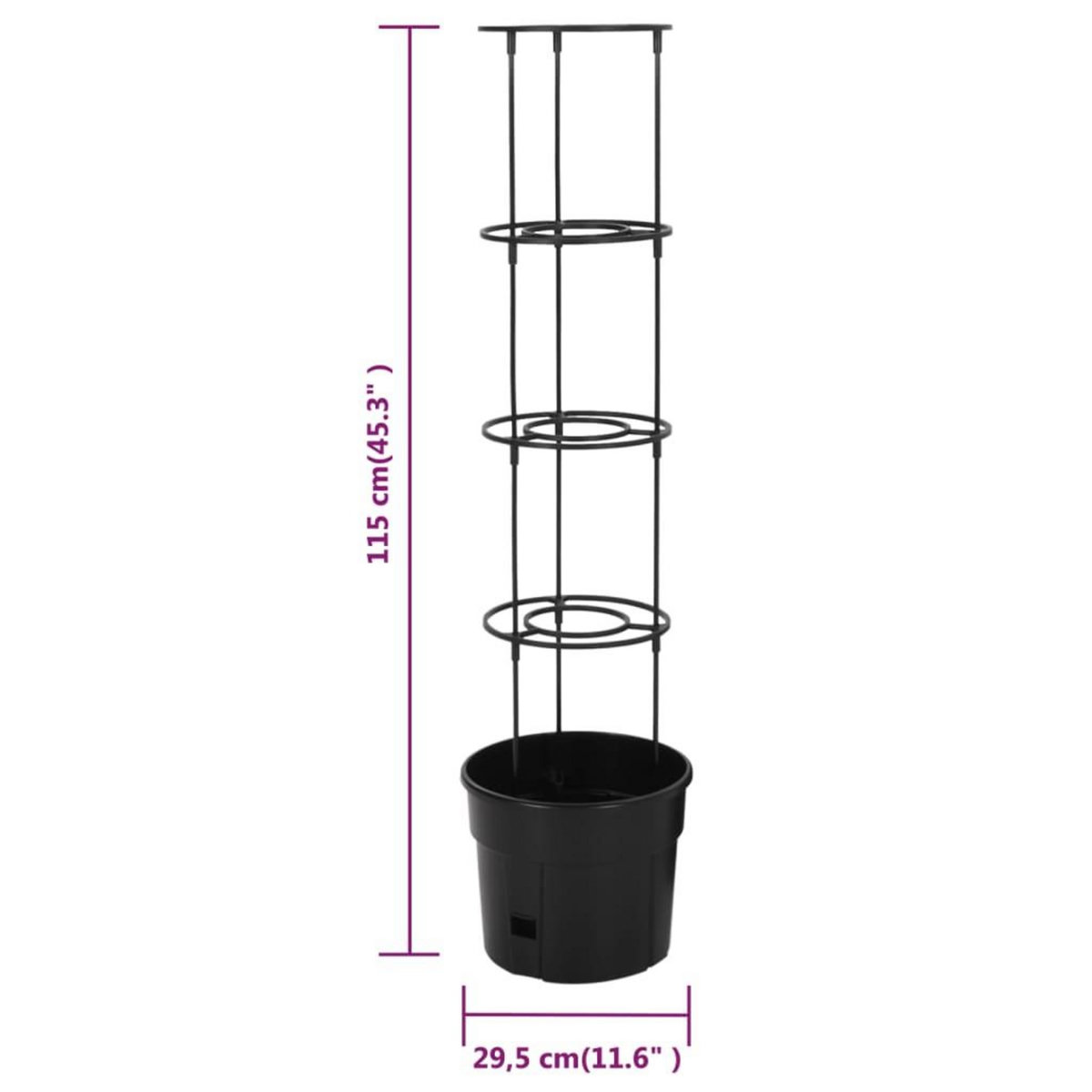 VIDAXL Jardiniere a tomate Anthracite Ø29,5x115 cm Polypropylene