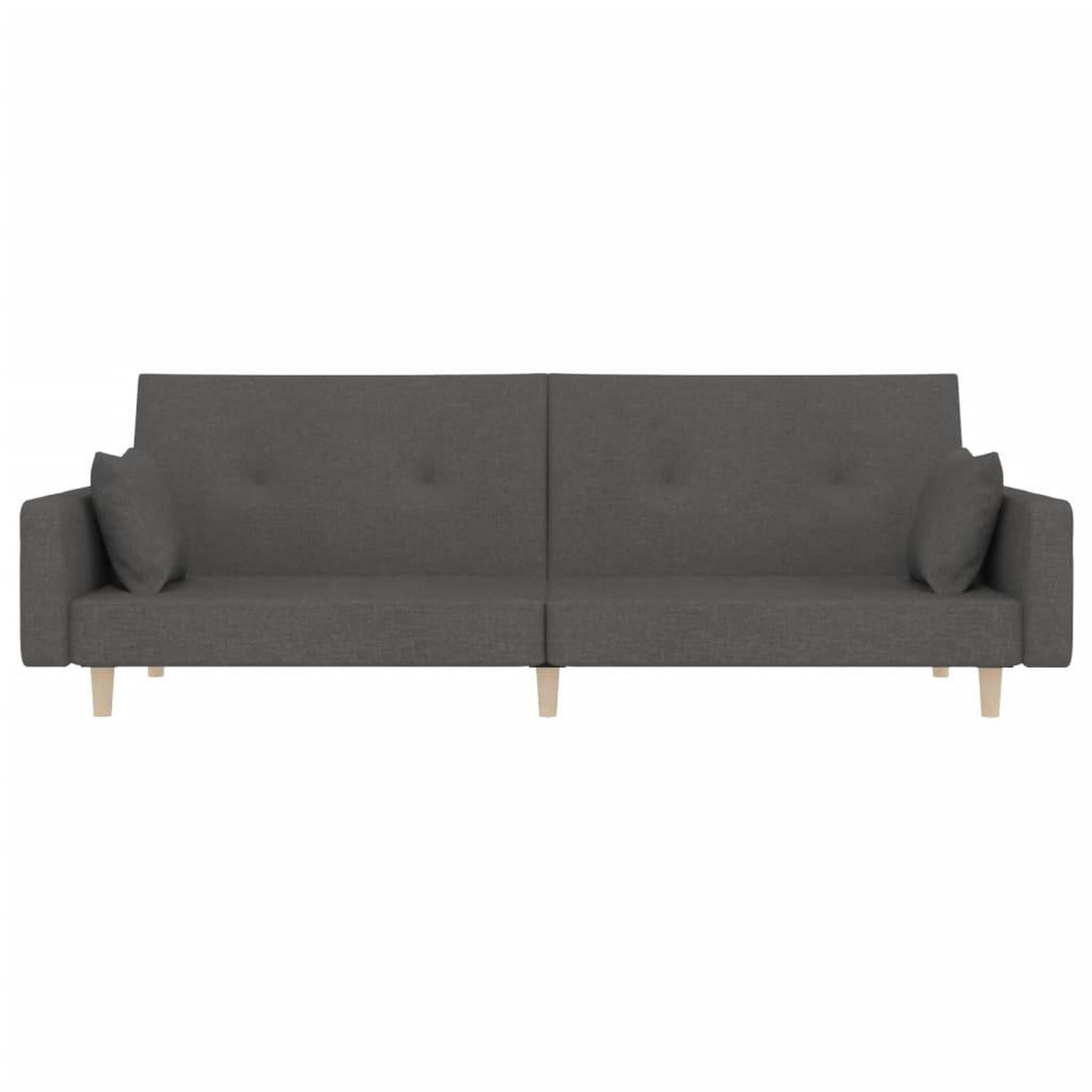 Voir la diapositive 5 : VIDAXL Canape-lit a 2 places avec deux oreillers Gris fonce Tissu