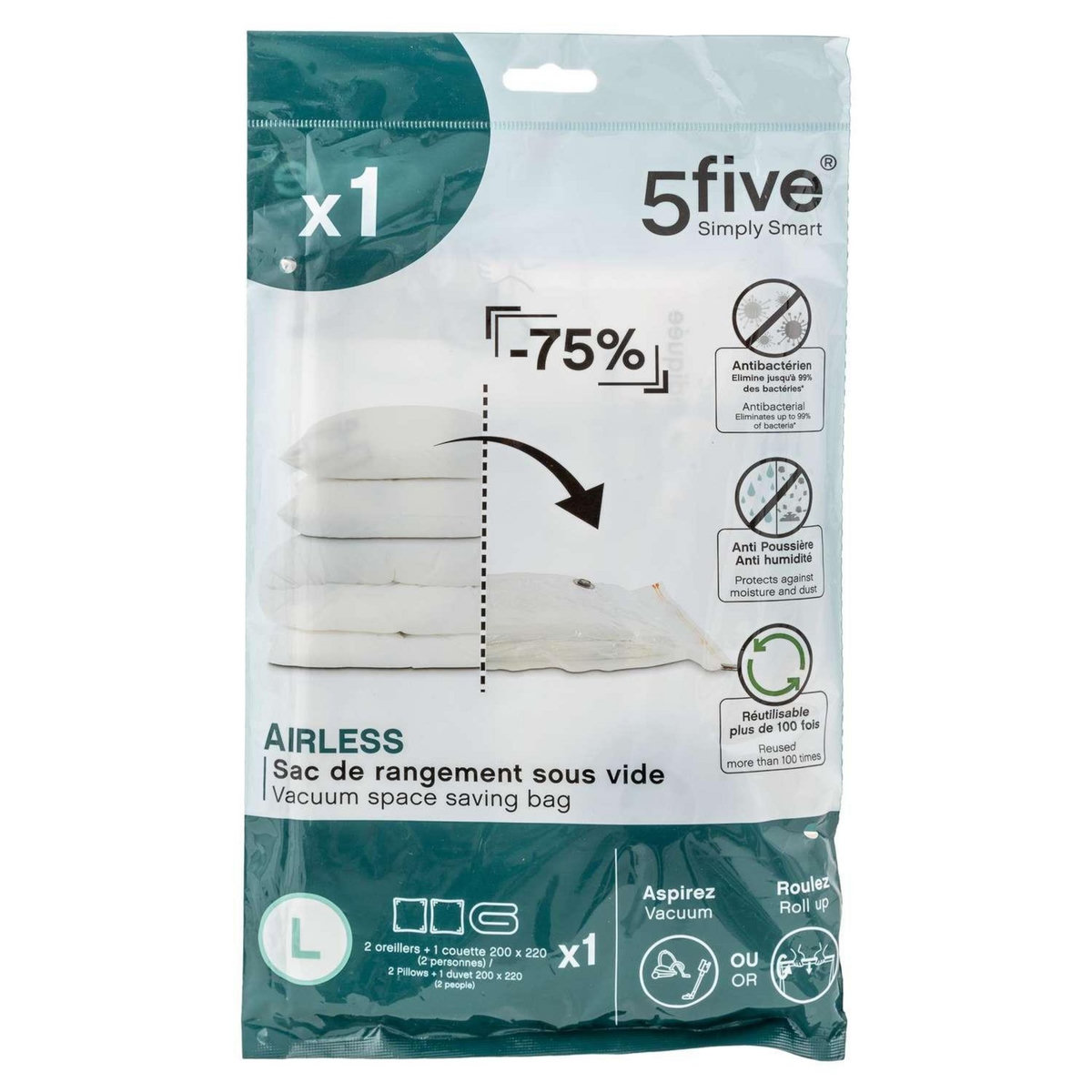 FIVE Housse de rangement sous-vide Taille L