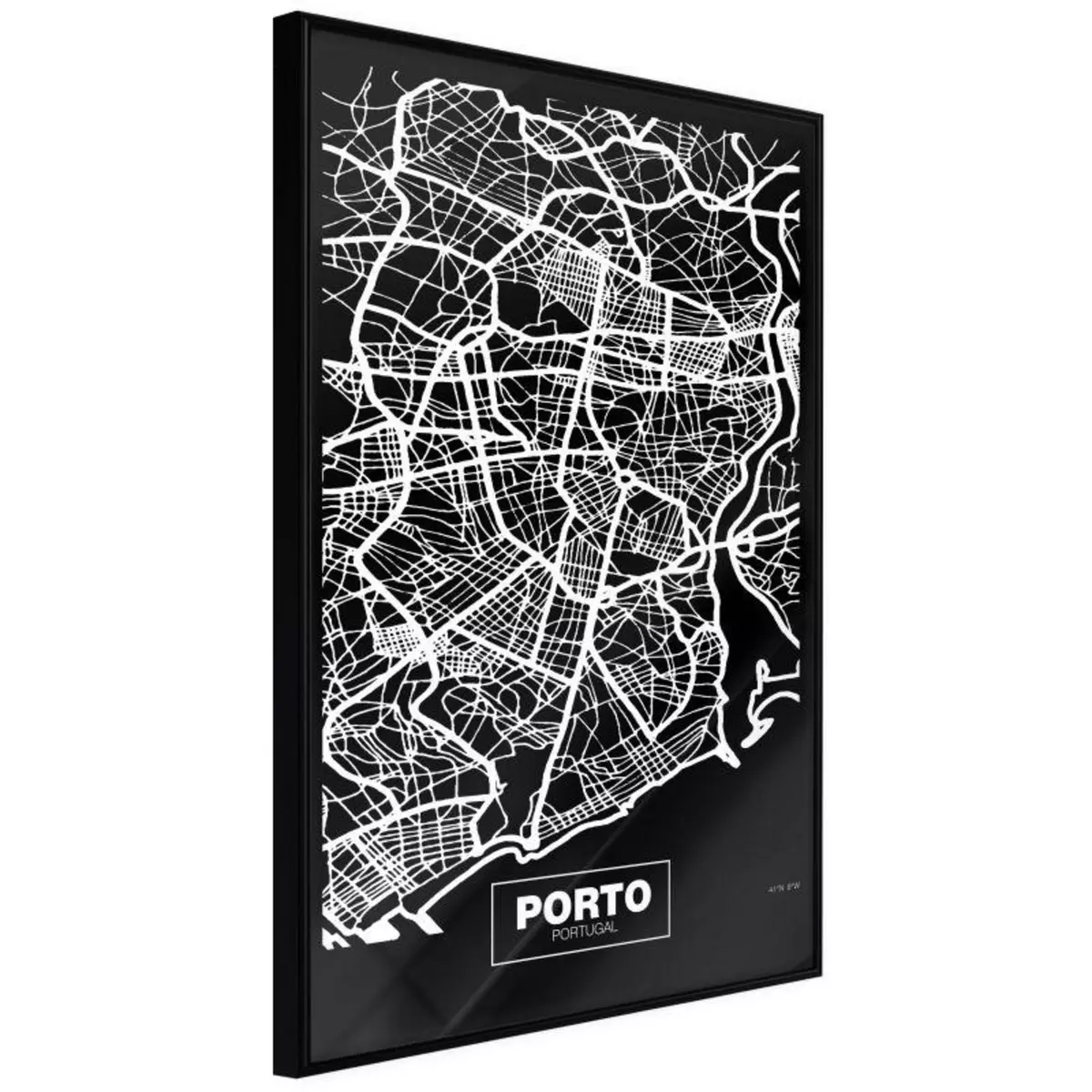 Paris Prix Affiche Murale Encadrée  City Map Porto Dark 