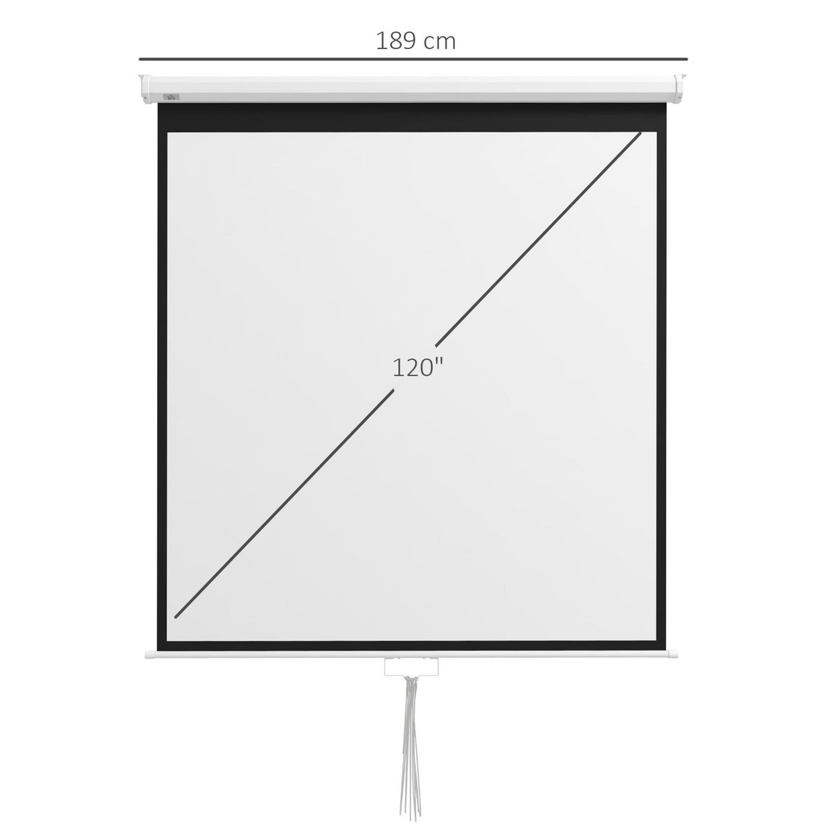 HOMCOM Écran de projection home-cinéma TV format 1:1 99 pouces 4K HD métal PVC blanc