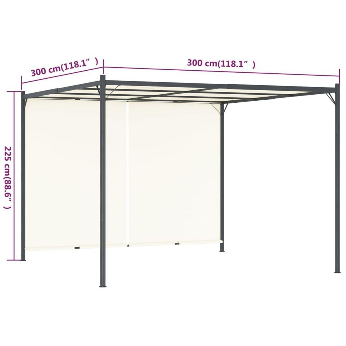 VIDAXL Pergola avec toit reglable Creme Blanc 3x3 m Acier