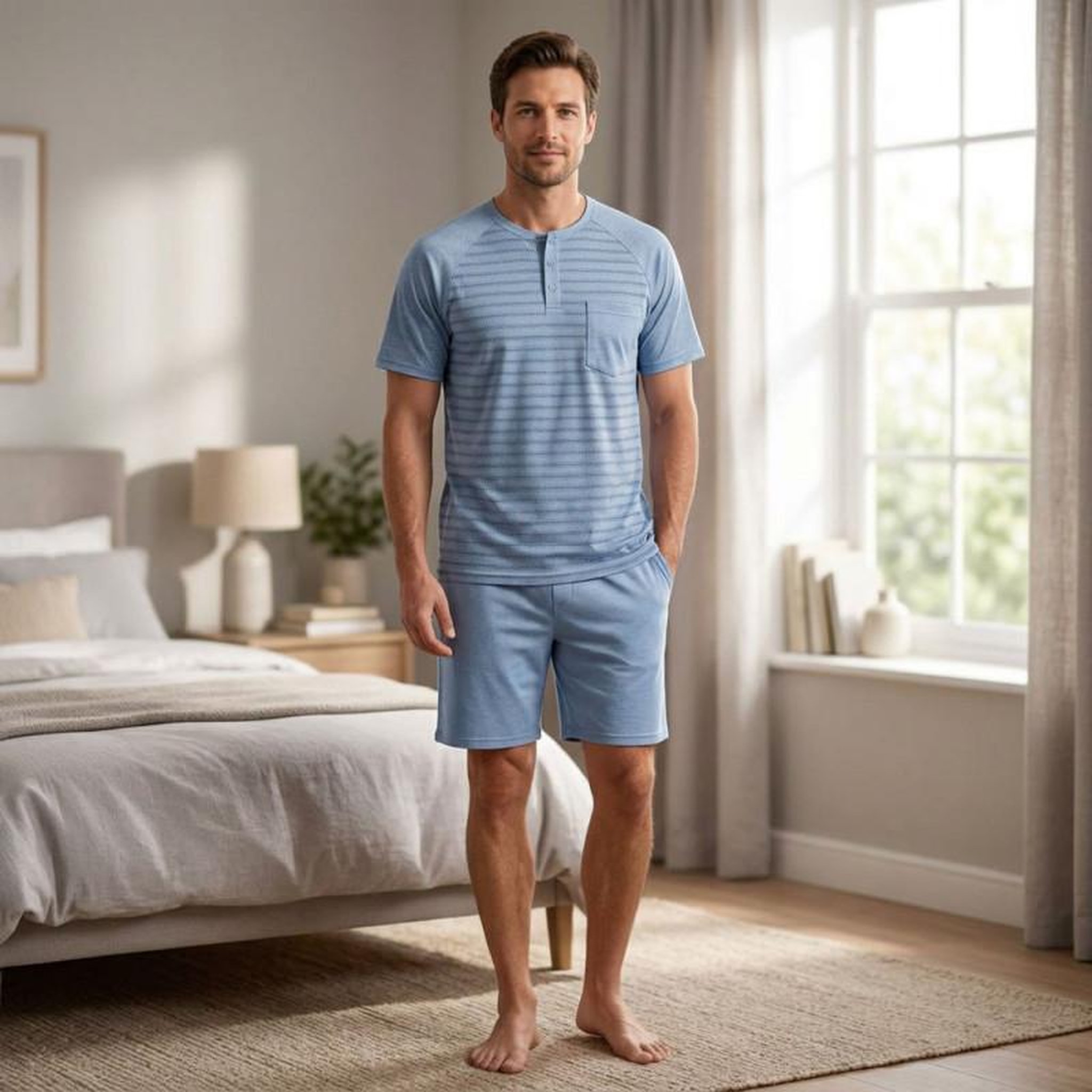 Voir la diapositive 2 : OZABI OZABI Ensemble Pyjama Pyjama Court Homme Coton