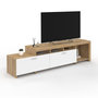 Voir la diapositive 1 : ID MARKET Meuble TV  180 cm MALO  bois et placards blancs