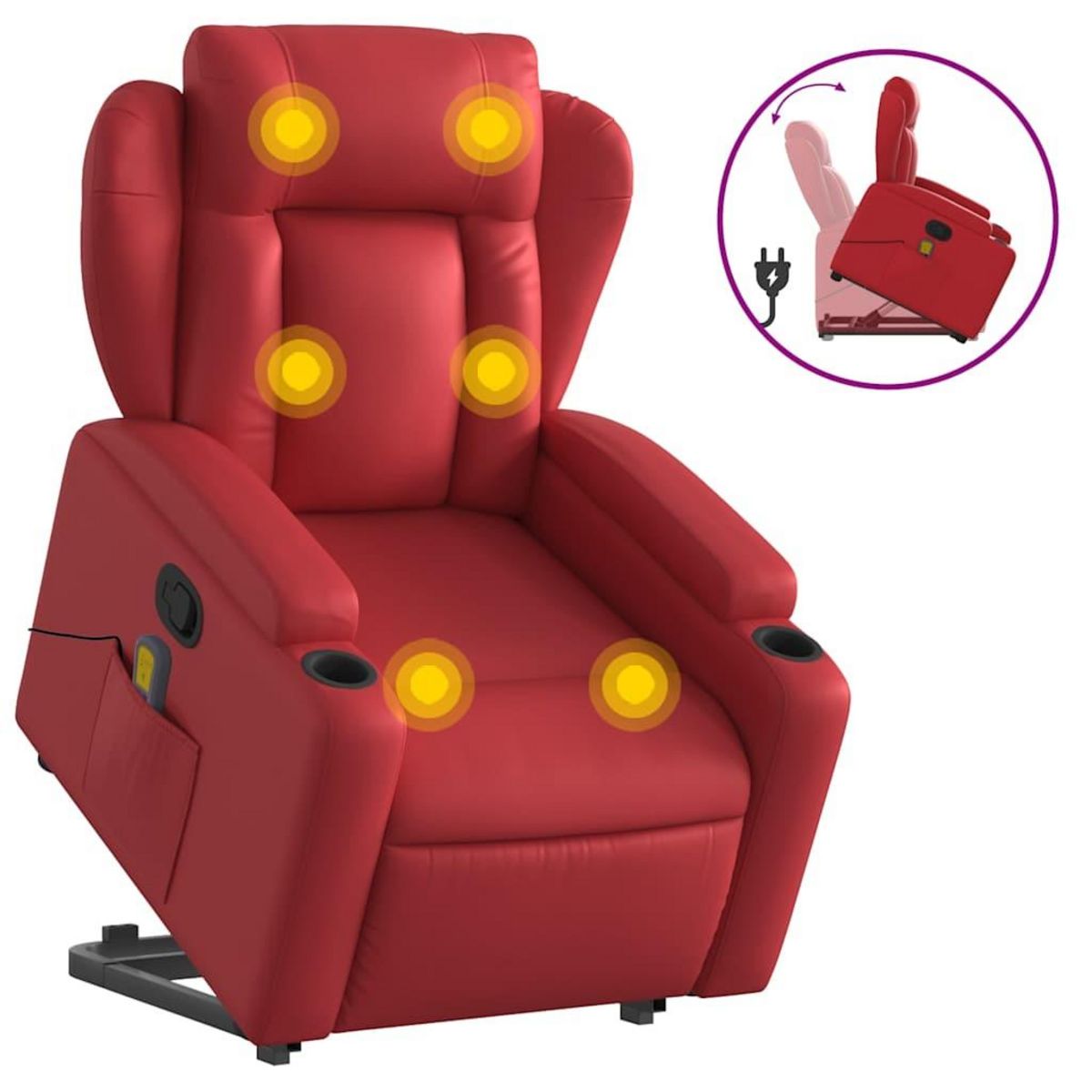 VIDAXL Fauteuil inclinable de massage Rouge Similicuir