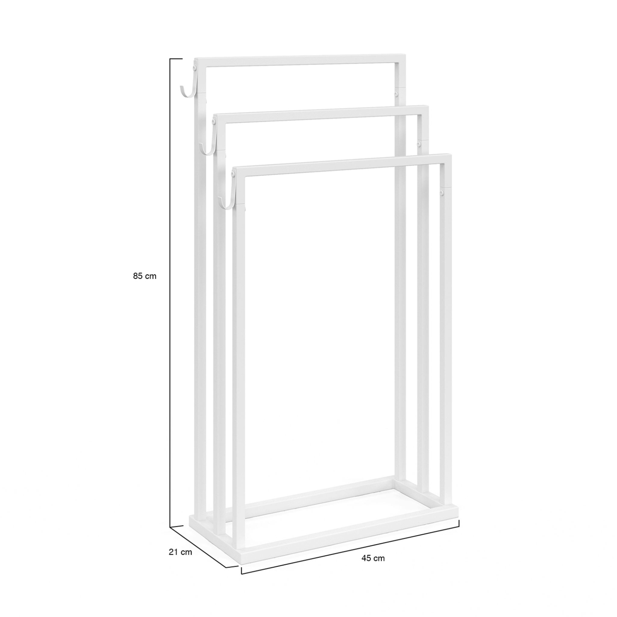 Voir la diapositive 4 : ID MARKET Porte-serviettes sur pied 3 niveaux dallas métal blanc design industriel