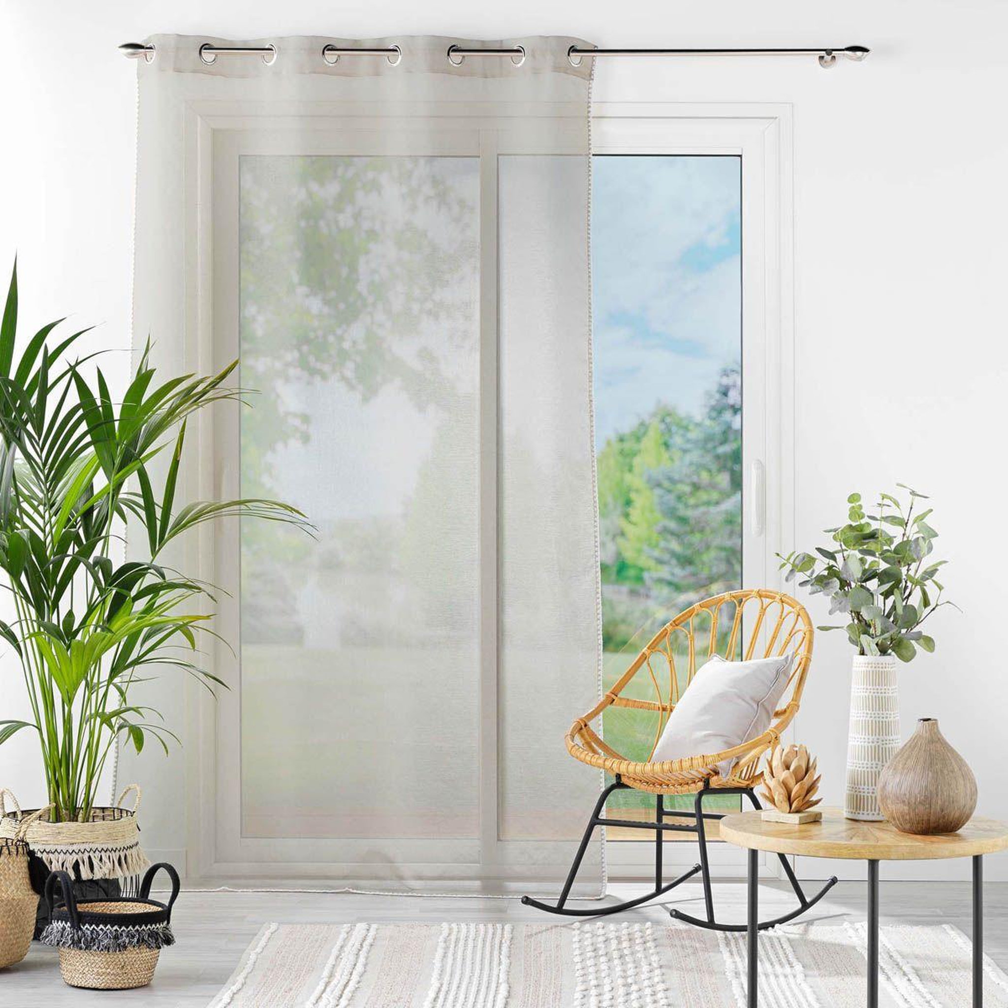 Voir la diapositive 4 : Douceur d'Intérieur Rideau Voilage à Œillets  Fantaisie Louise  140x240cm Beige