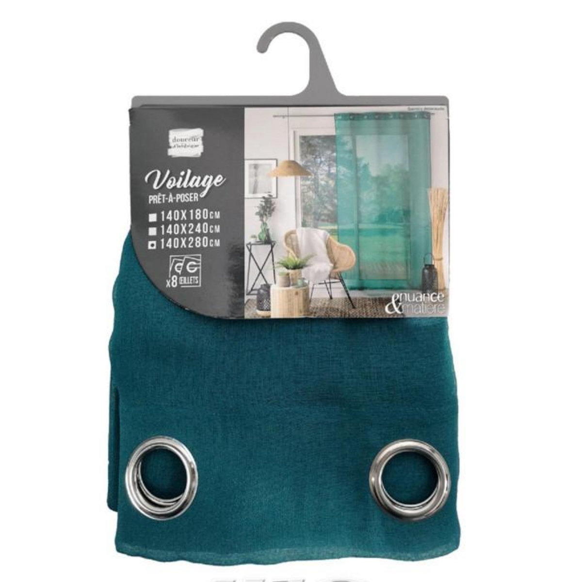 Paris Prix Rideau Voilage à Œillets  Sandra  140x280cm Émeraude