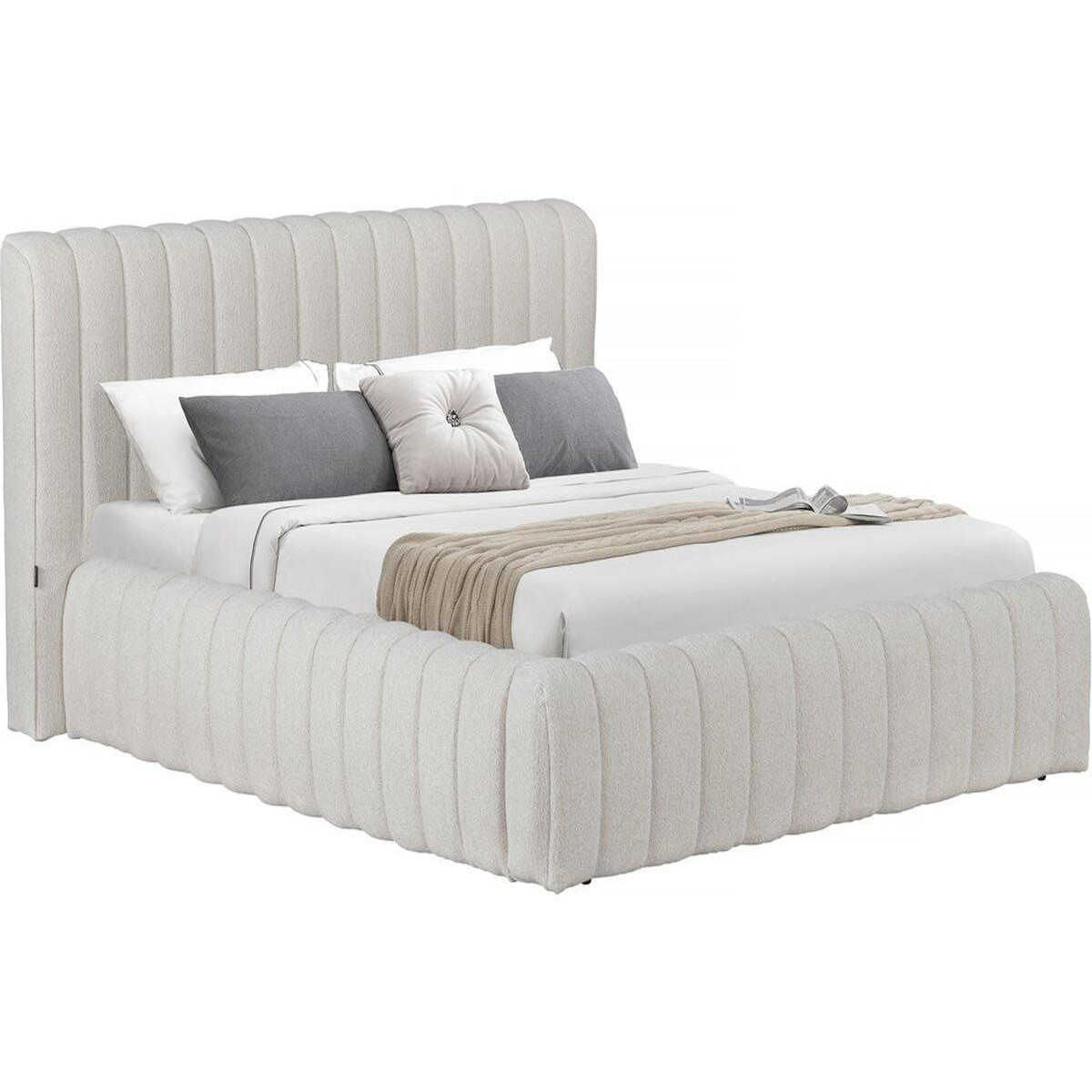 Habitat et Jardin Lit double en tissu avec coffre  Tignes  - 160 x 200 cm - Beige