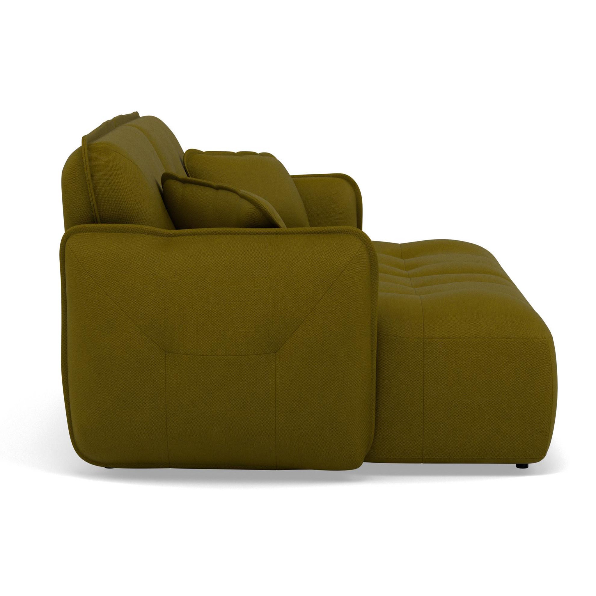 Voir la diapositive 2 : BEST MOBILIER Thais - canapé droit 4 places avec double méridienne assise profonde en tissu texturé