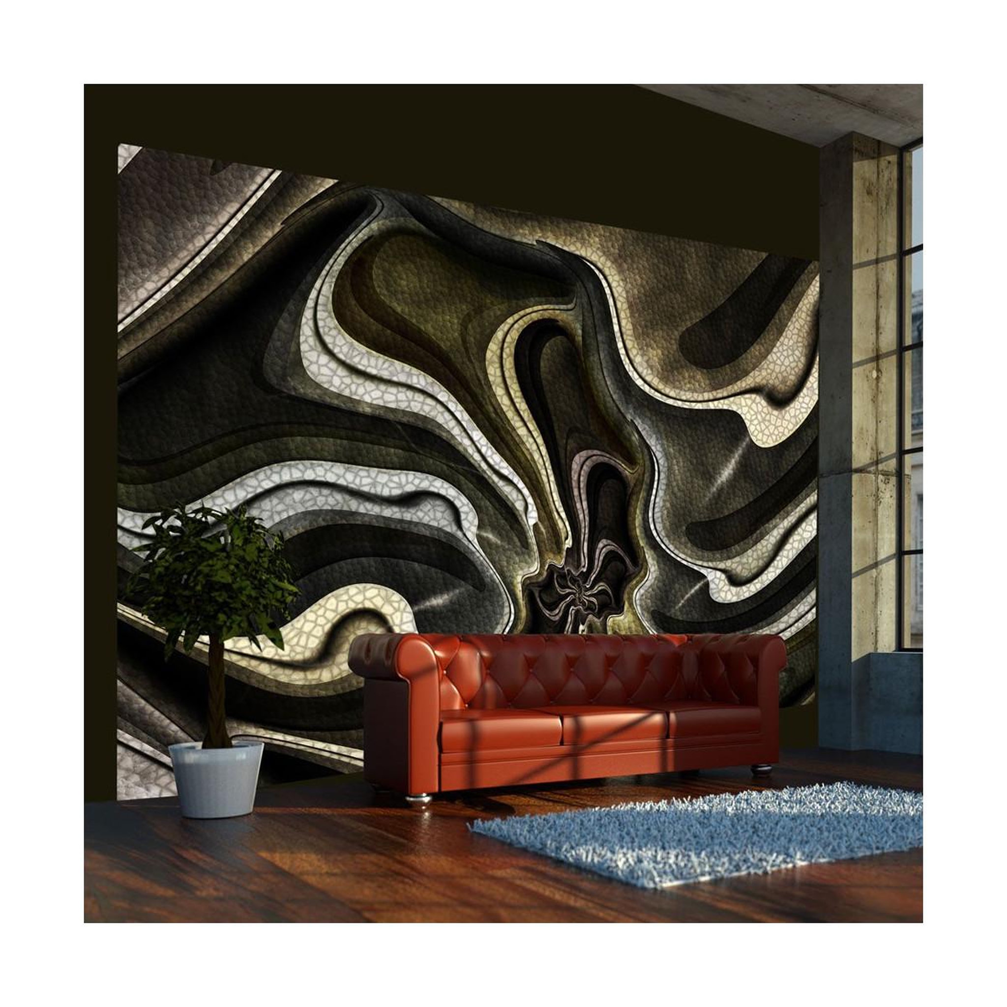 Voir la diapositive 1 : Paris Prix Papier Peint  Green & Brown Textured Fractal