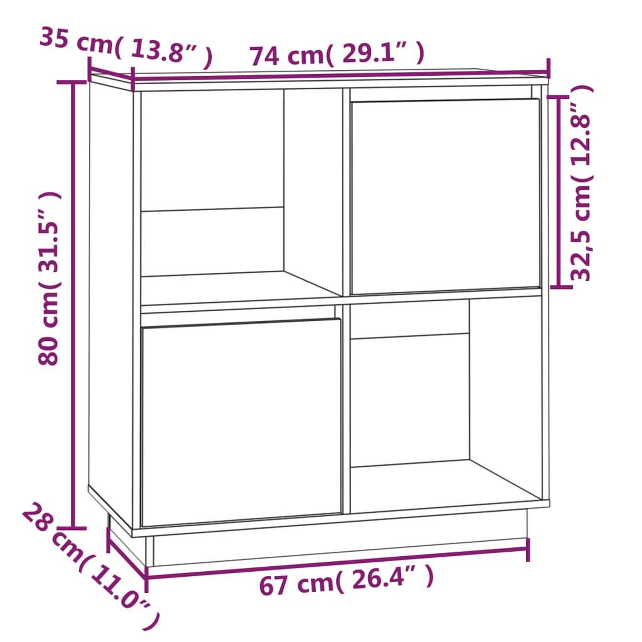 Voir la diapositive 6 : VIDAXL Buffet Gris 74x35x80 cm Bois massif de pin