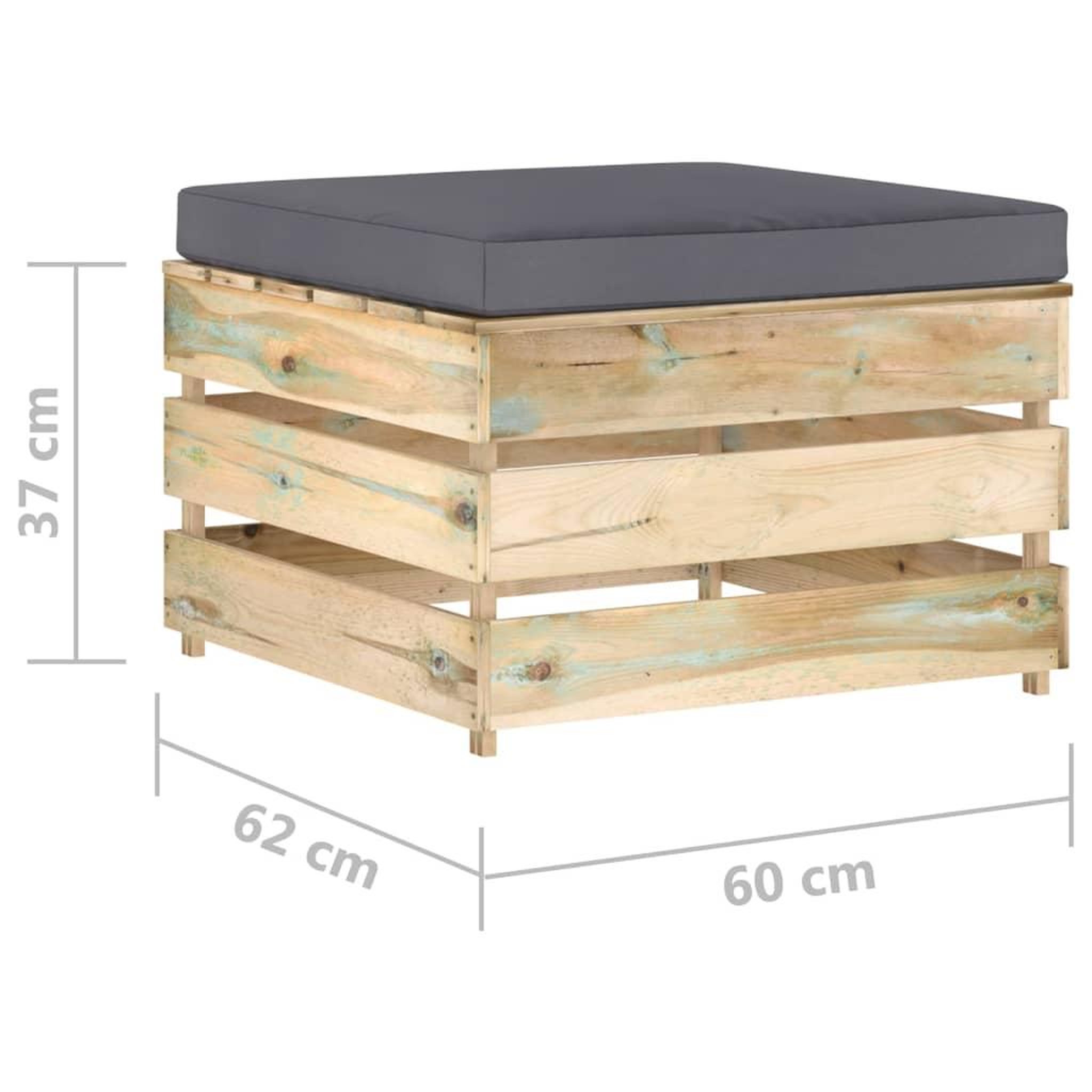 Voir la diapositive 5 : VIDAXL Pouf sectionnel avec coussin Bois impregne de vert
