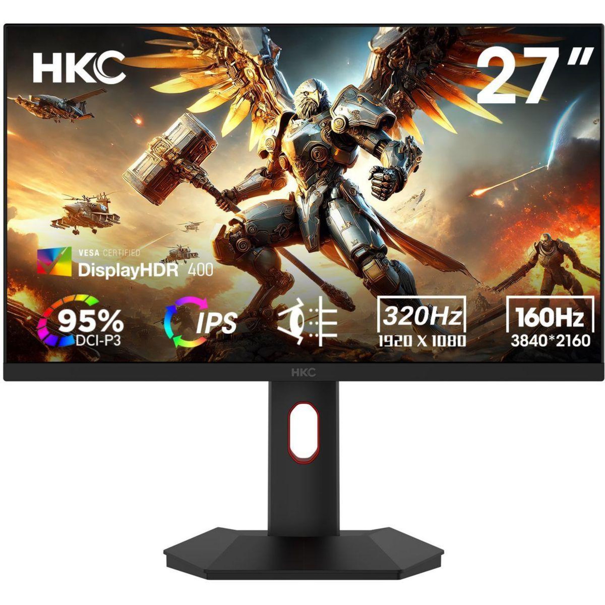HKC Ecran pc gamer 27  dual mode 4k uhd 160 hz / fhd 320 hz fast ips hdr400 - g27h7p