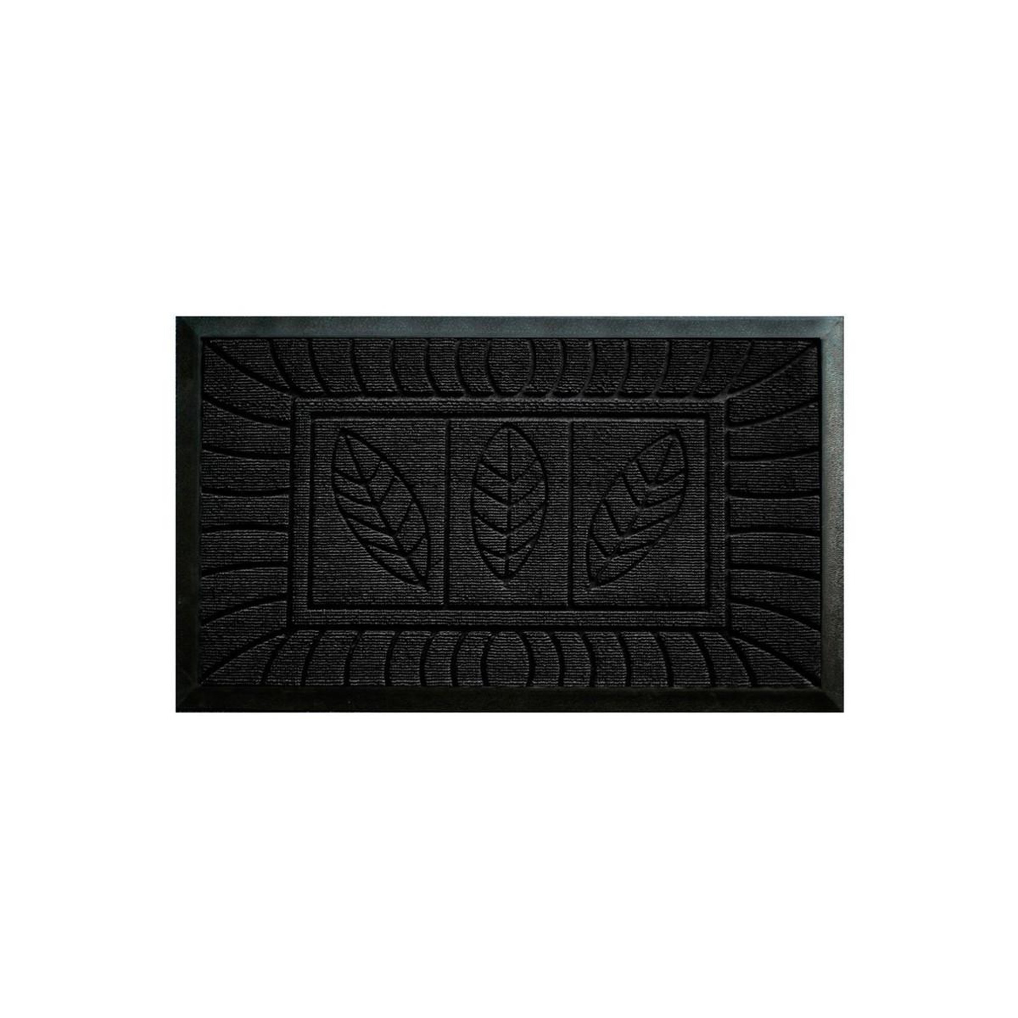 Douceur d'Intérieur Tapis d'Entrée  Feuilles  45x75cm Noir