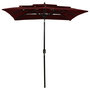 Voir la diapositive 2 : VIDAXL Parasol de jardin a 3 niveaux mat en aluminium rouge bordeaux