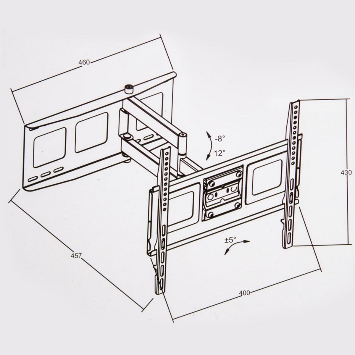 tectake Support mural TV 32 - 75  inclinable, VESA max.: 400x400, max. 70kg