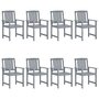 Voir la diapositive 3 : VIDAXL Chaises de jardin et coussins lot de 8 Bois acacia solide Gris