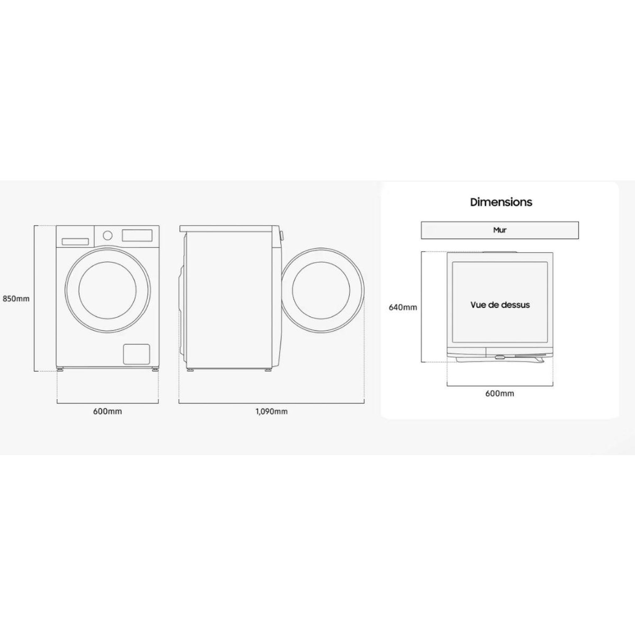Voir la diapositive 5 : Samsung Lave linge hublot ww11dg5b25ae - 11 kg - 1400 tr/min - classe a - moteur induction - connecté wifi - bespoke ai