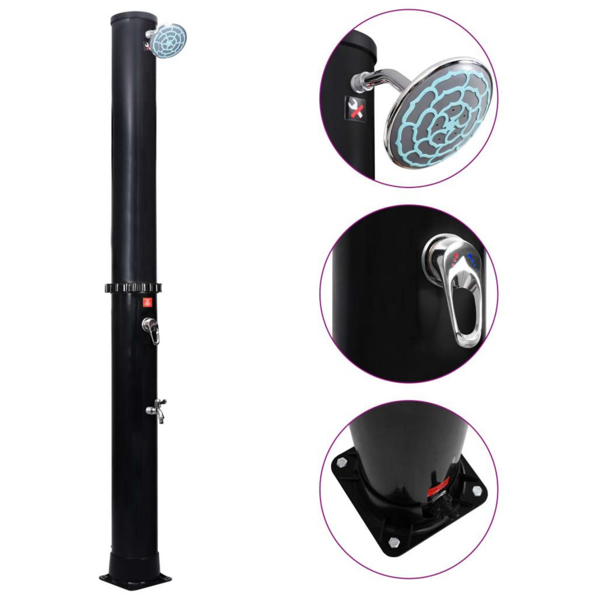 VIDAXL Douche solaire d'exterieur avec pomme de douche et robinet 40 L