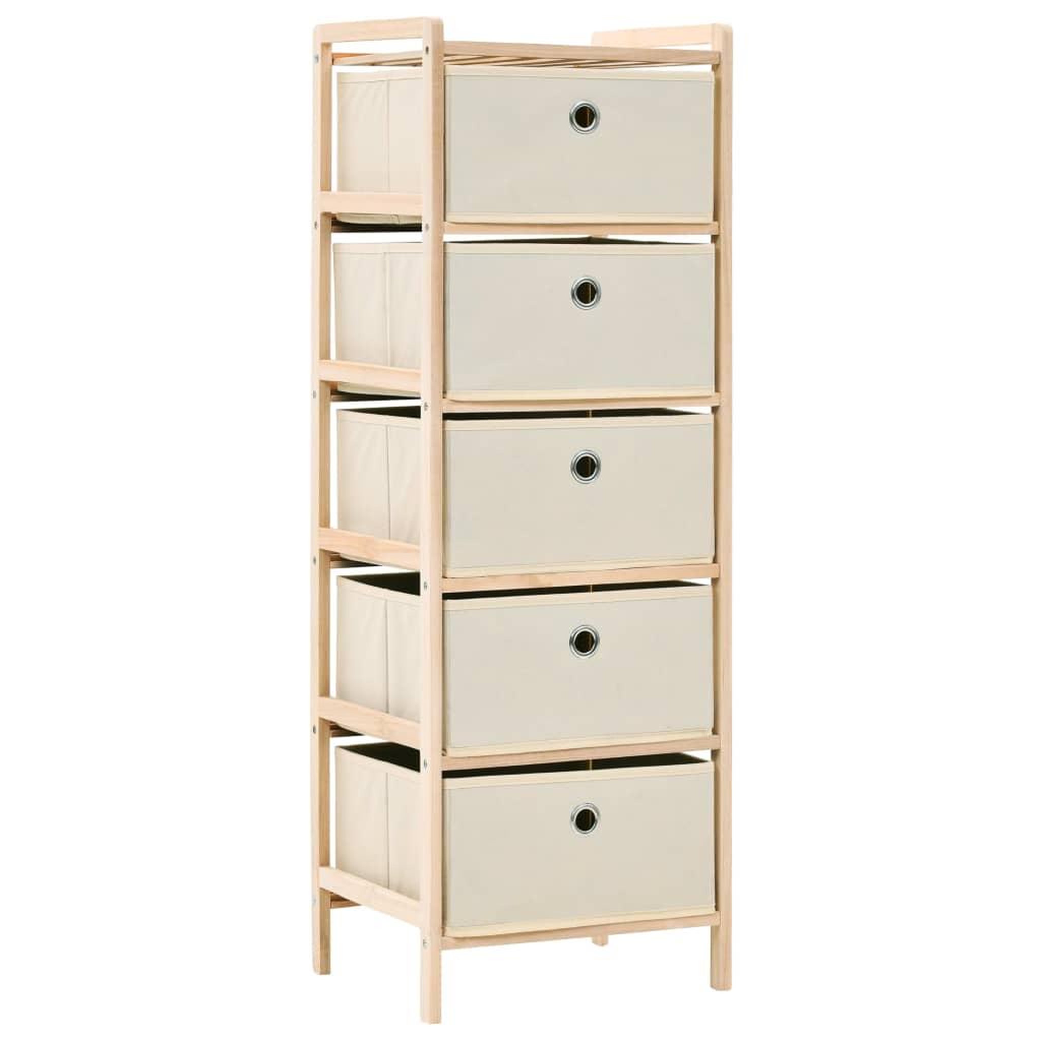 Voir la diapositive 1 : VIDAXL Etagere de rangement 5 paniers tissu bois de cedre beige