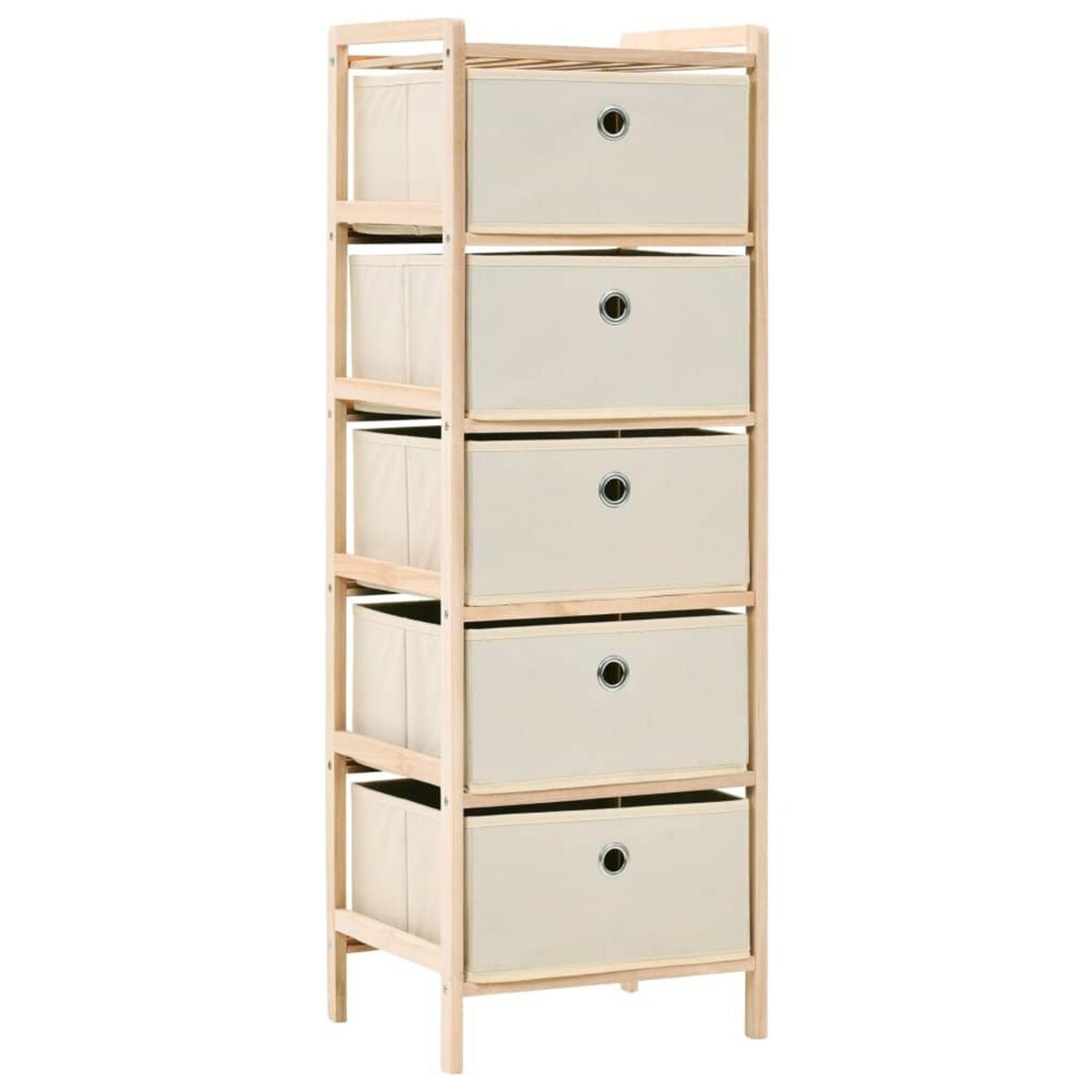 VIDAXL Etagere de rangement 5 paniers tissu bois de cedre beige