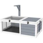 PAWHUT Enclos tortue - maison tortue terrestre exterieur - support de lampe, 2 plateaux coulissants - dim. 81L x 48l x 31H cm - bois gris clair