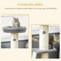 Voir la diapositive 4 : PAWHUT Arbre à chat 3 griffoirs grattoirs sisal naturel plateforme panier 2 boules suspendues peluche haute densité 220 g/m² gris