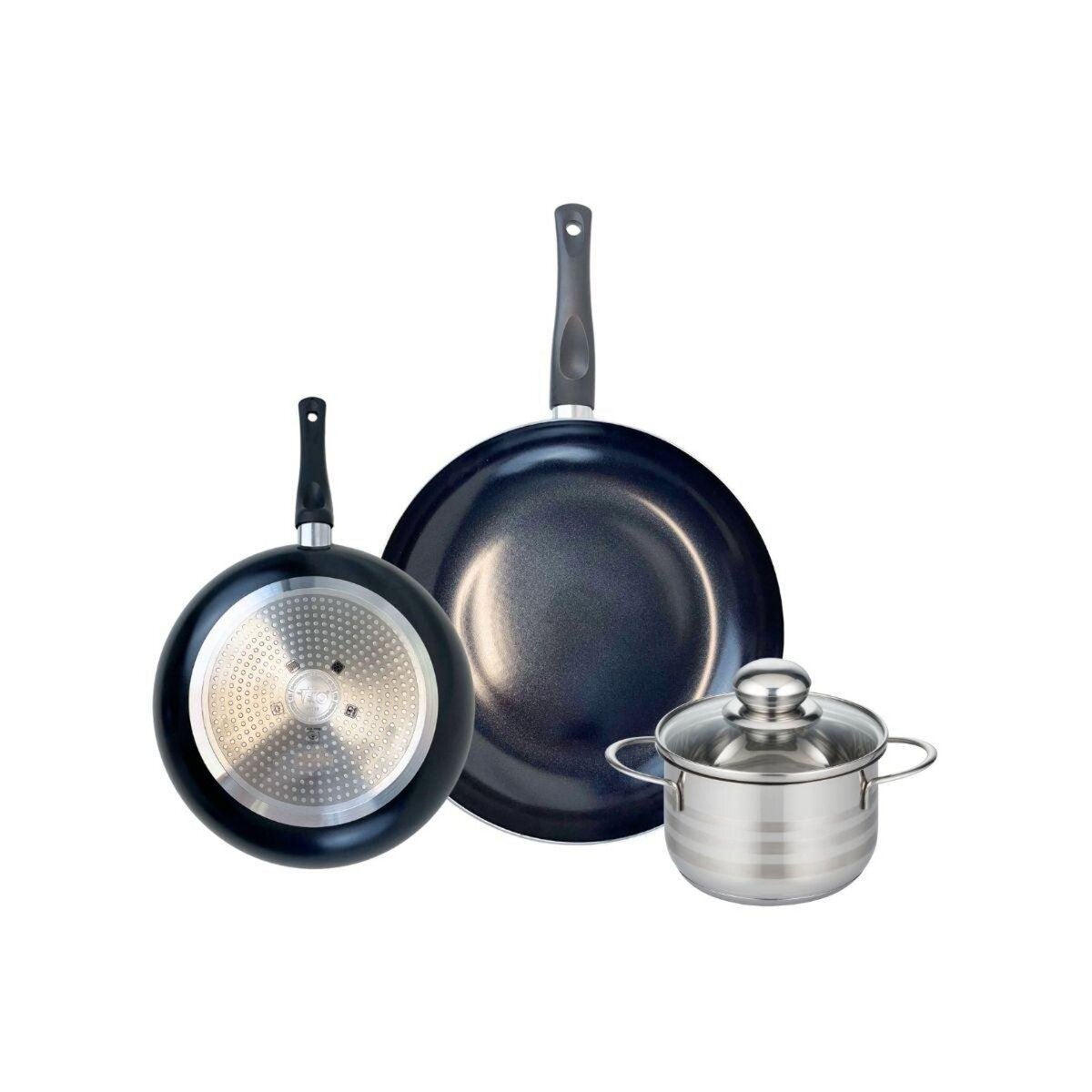 ELO Ensemble de 2 Poêles de cuisson 24 et 32 cm et 1 faitout 16 cm Elo Prima Brillant