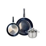 ELO Ensemble de 2 Poêles de cuisson 24 et 32 cm et 1 faitout 16 cm Elo Prima Brillant