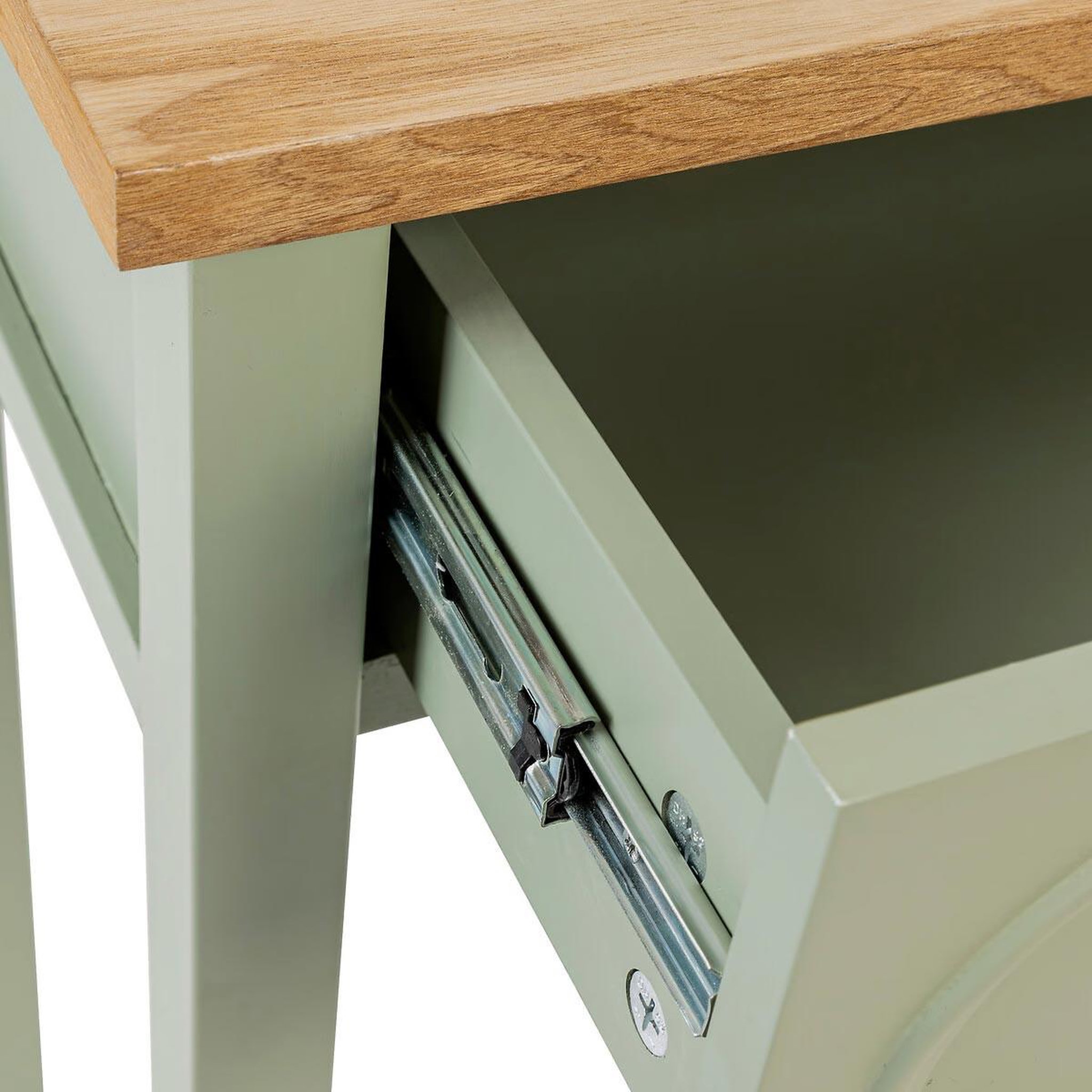 Voir la diapositive 4 : ATMOSPHERA Console 2 tiroirs  mohéa  100cm vert céladon