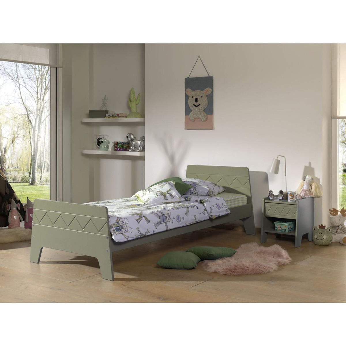 Paris Prix Table de Chevet Enfant  Wynnie  45cm Vert Olive