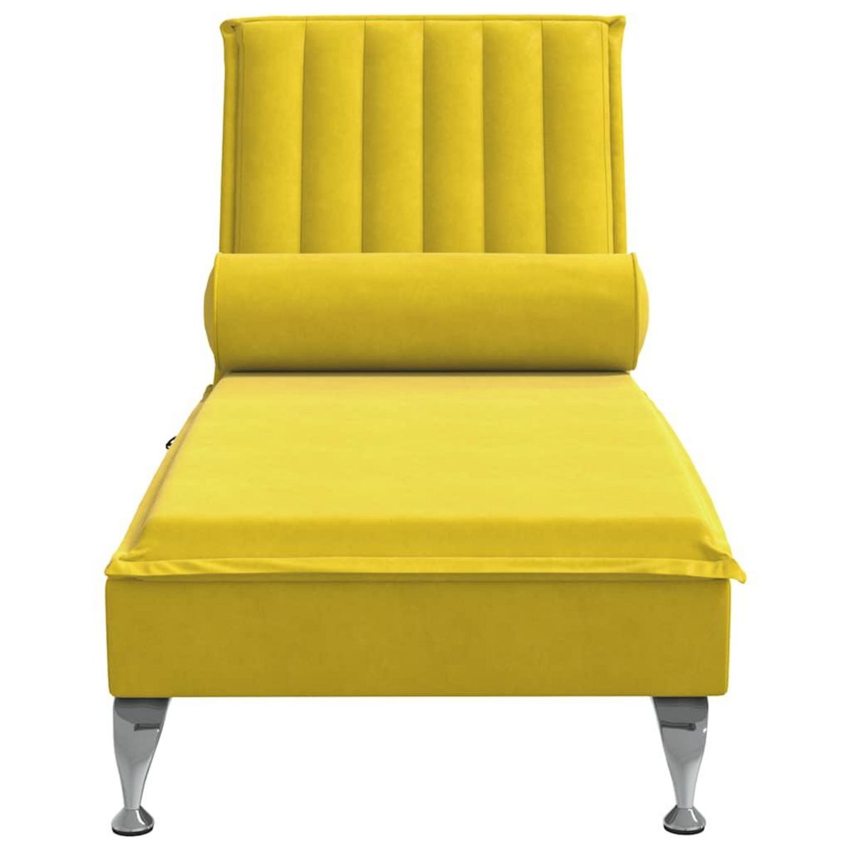 VIDAXL Chaise longue de massage avec traversin jaune velours