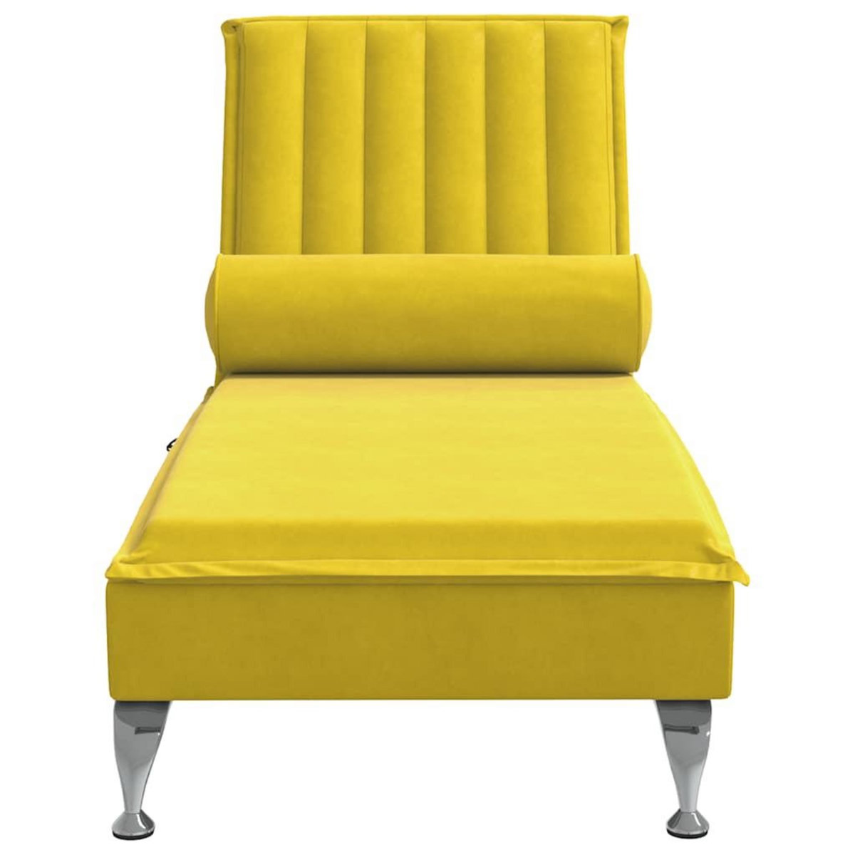 VIDAXL Chaise longue de massage avec traversin jaune velours