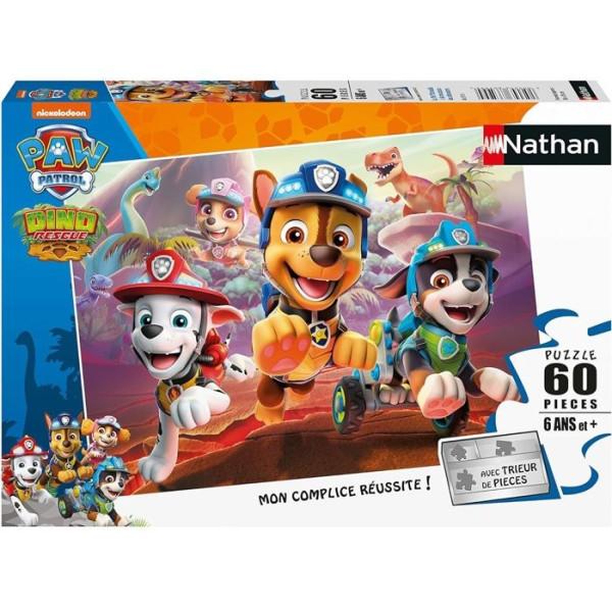 Voir la diapositive 2 : Nathan Nathan - puzzle 60 pieces - pat'patrouille a la rescousse des dinosaures - puzzle enfant + trieur - des 6 ans