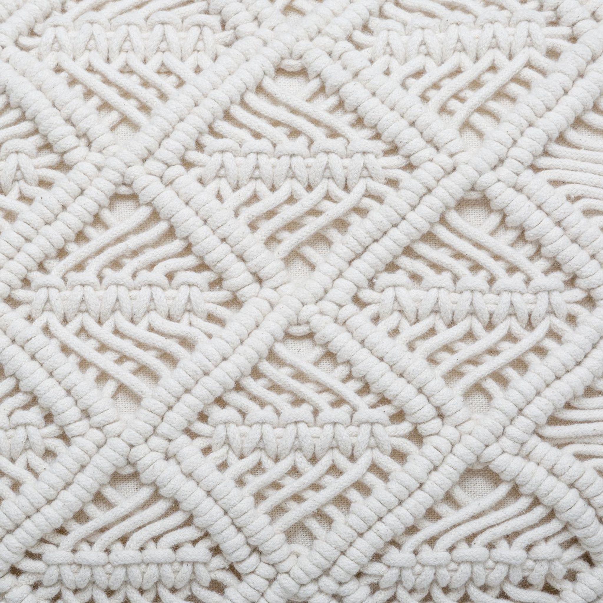Voir la diapositive 6 : ATMOSPHERA Coussin macramé rectangulaire 30x50cm palm avec franges - blanc ivoire