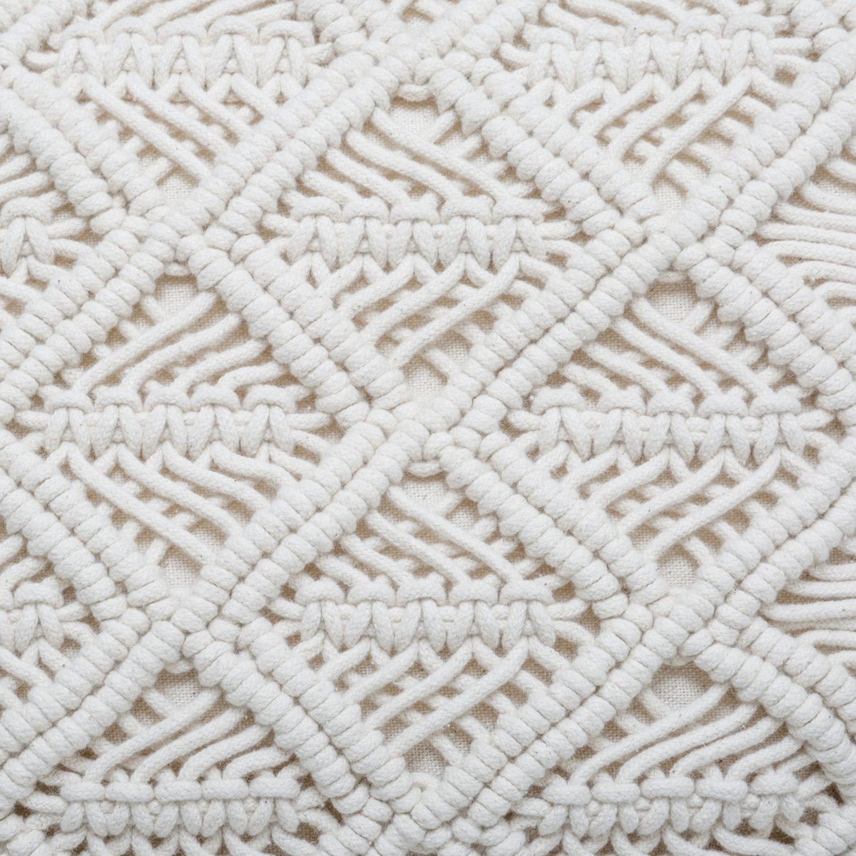 ATMOSPHERA Coussin Macramé rectangulaire 30x50cm Palm avec franges - Blanc Ivoire