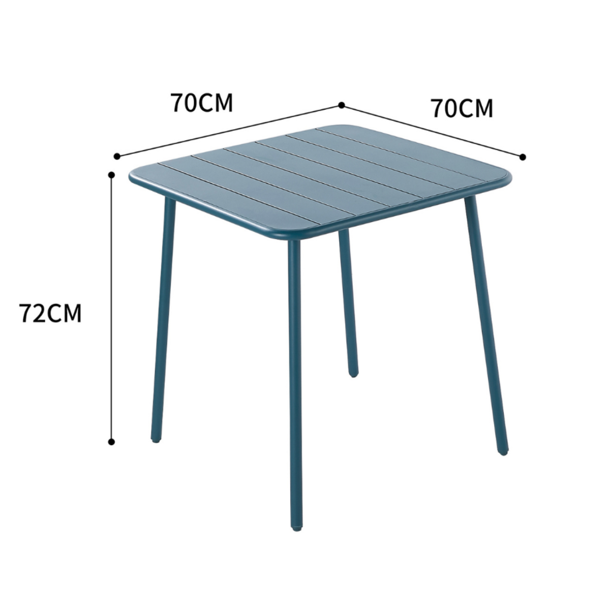 CONCEPT USINE Table de jardin 4 places carrée en acier bleu BERGAME