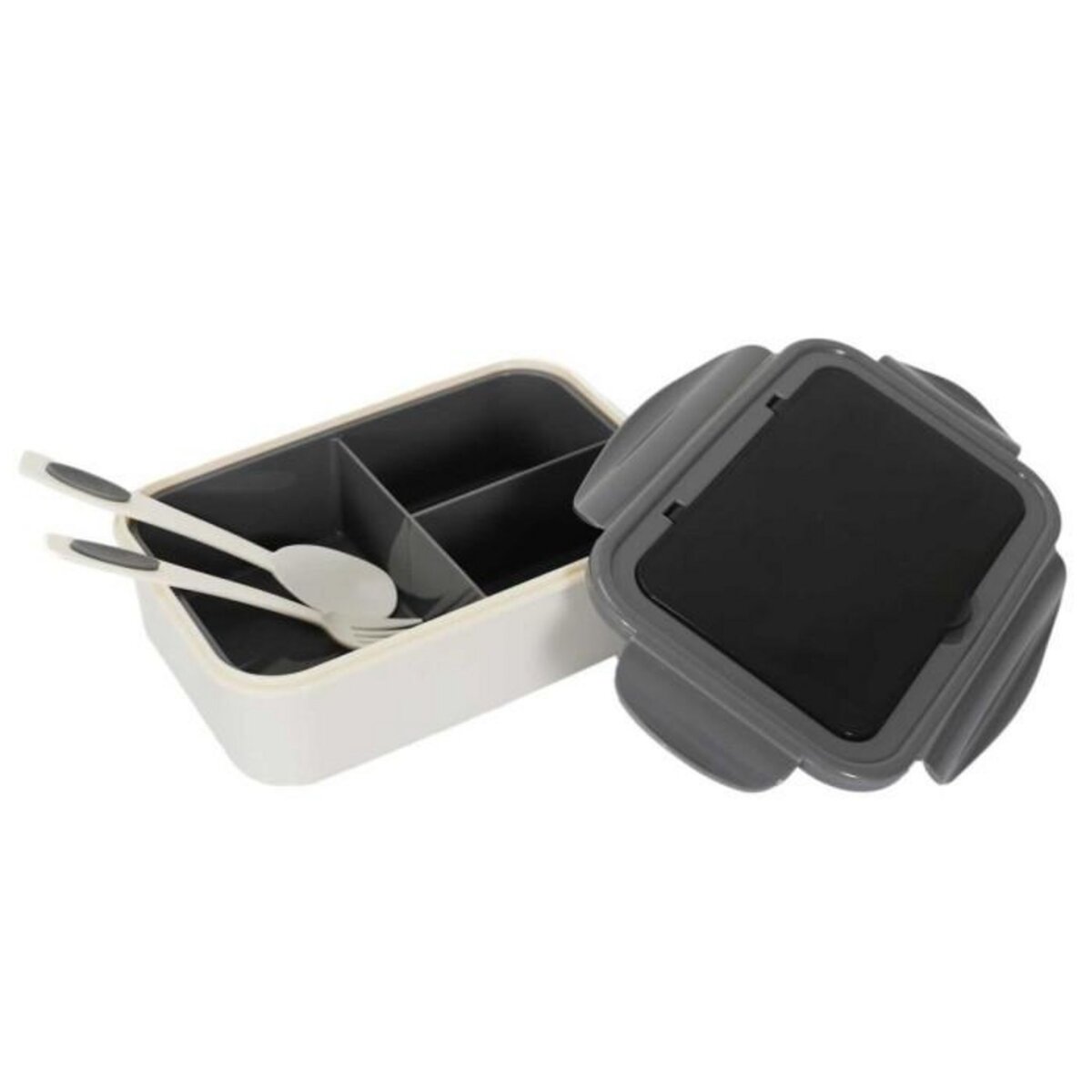 Paris Prix Lunch Box Avec Couverts  Unicolore  20cm Gris