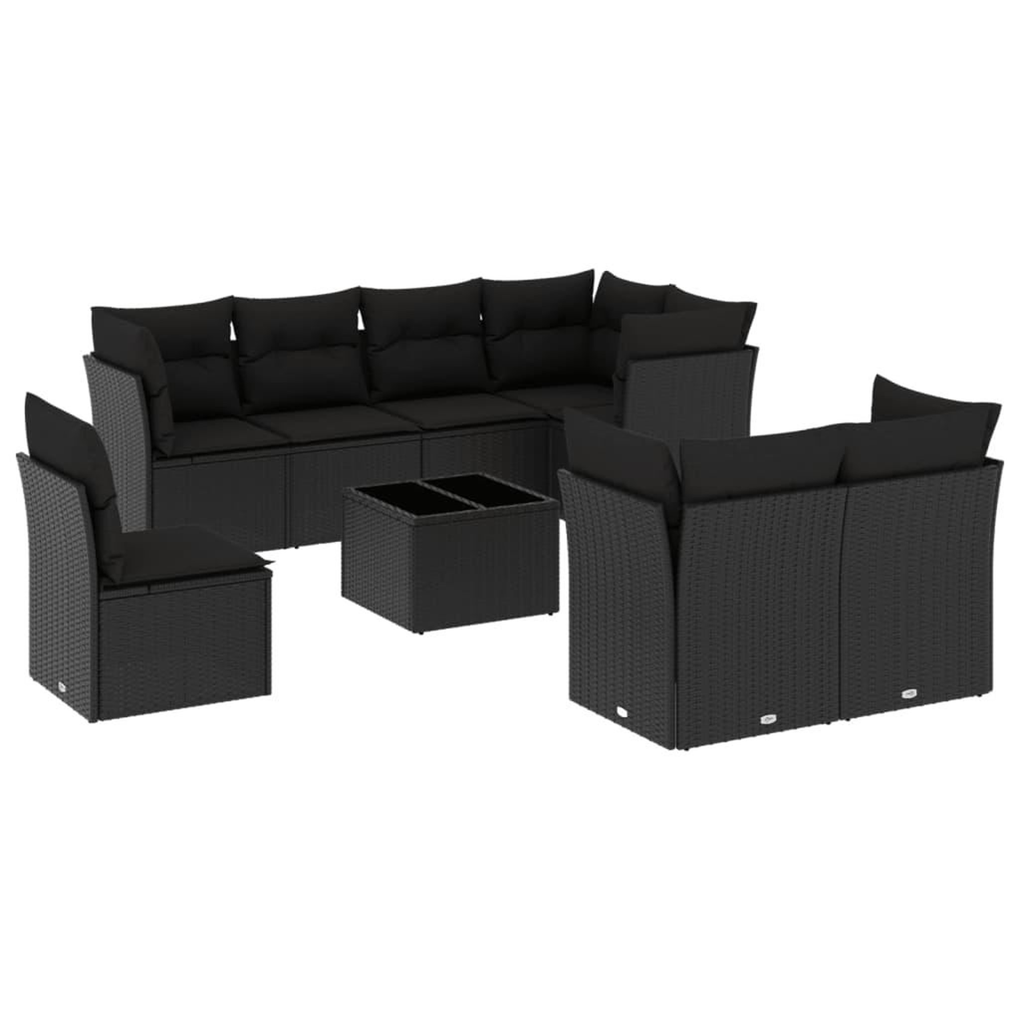 Voir la diapositive 2 : VIDAXL Salon de jardin 9 pcs avec coussins noir resine tressee