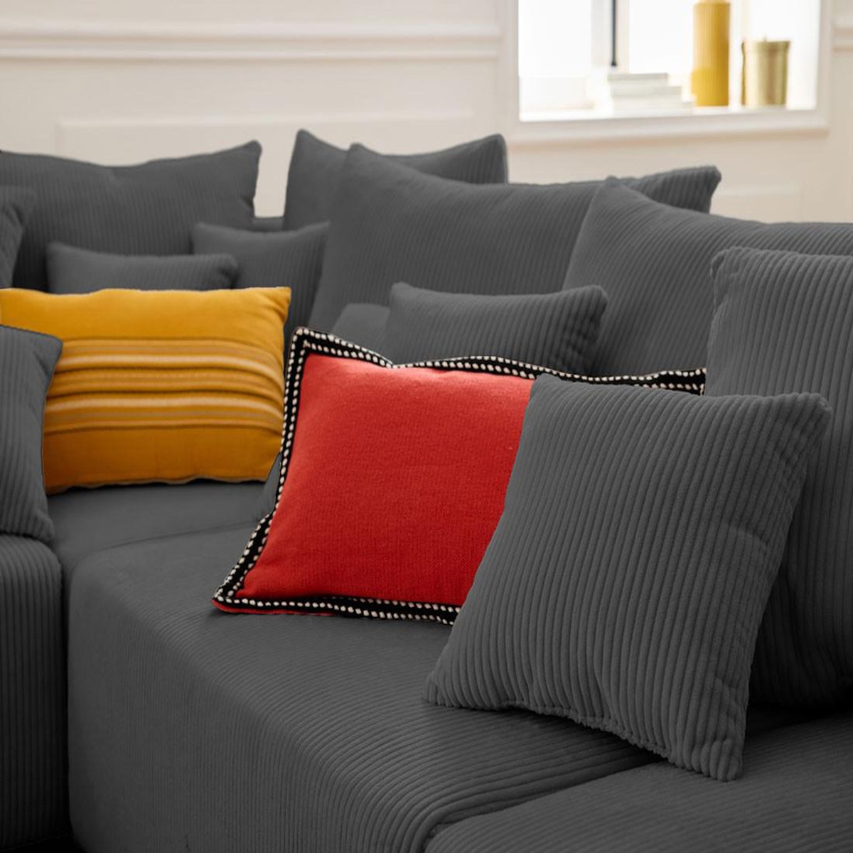 LISA DESIGN Edinburg - canapé modulable panoramique 8 places - en velours côtelé