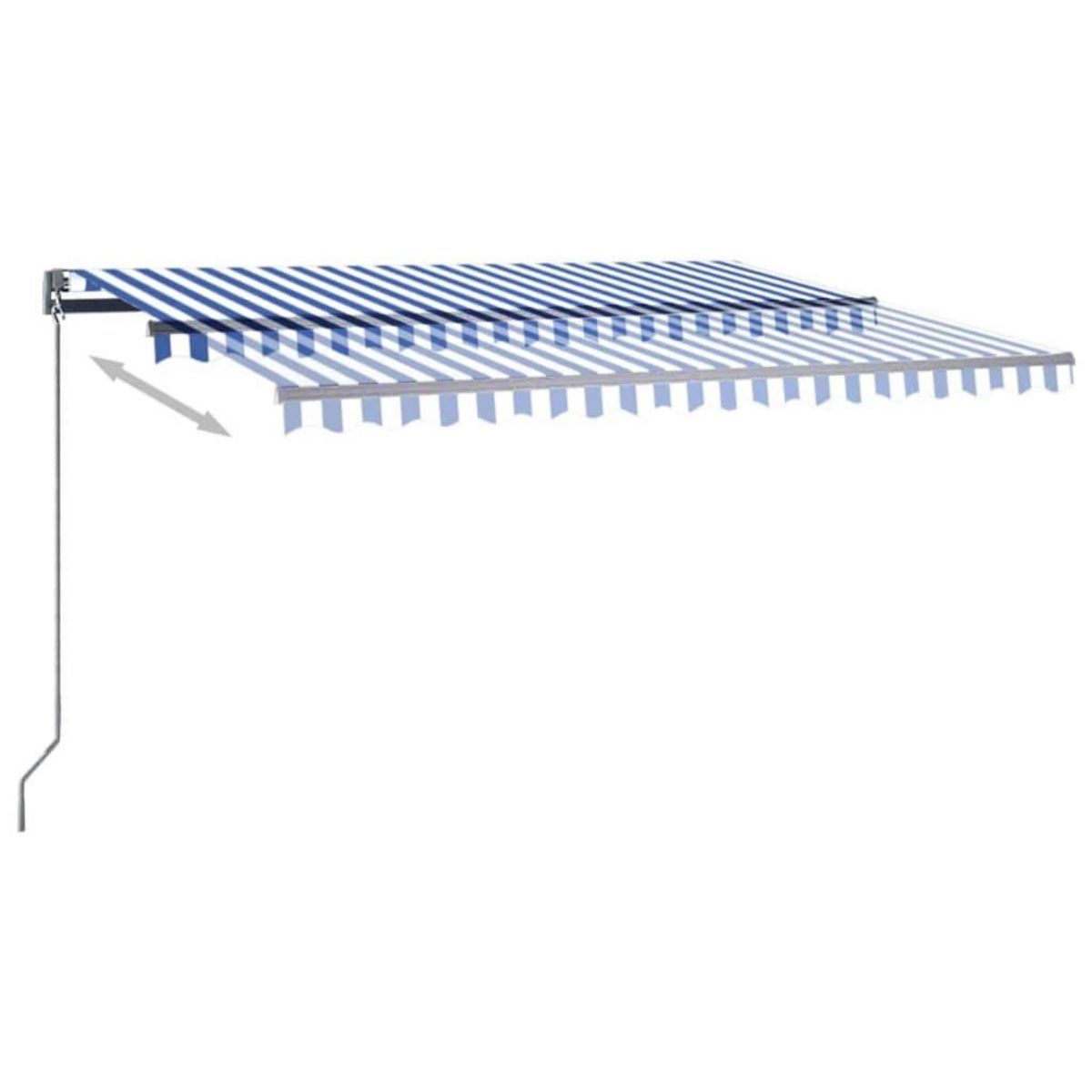 VIDAXL Auvent automatique capteur de vent LED 450x350 cm Bleu et blanc