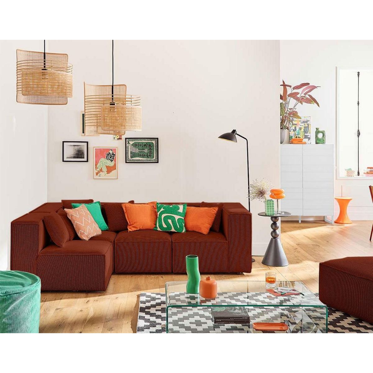 LISA DESIGN Arty - canapé modulable d'angle gauche 5 places - en tissu mailles 3d